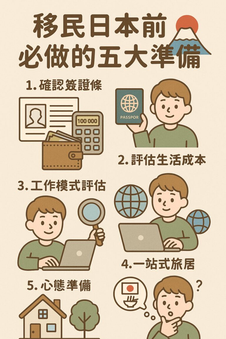 Read more about the article 移民日本前的準備｜簽證條件、生活費試算、工作模式與旅居方案