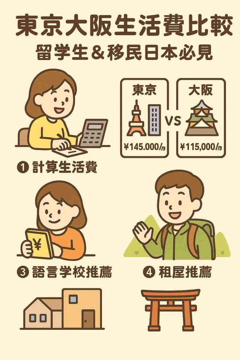 Read more about the article 東京大阪生活費比較｜留學生＆移民日本必看生活開銷計算＋語言學校＆租屋推薦