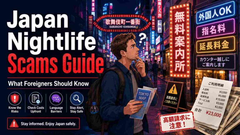 Read more about the article Japan Nightlife Scams Guide for Foreigners: Kabukicho Free Information Centers, Shimei Fees, Extension Charges, and “Foreigner OK” Explained【Japan Travel Guide】
