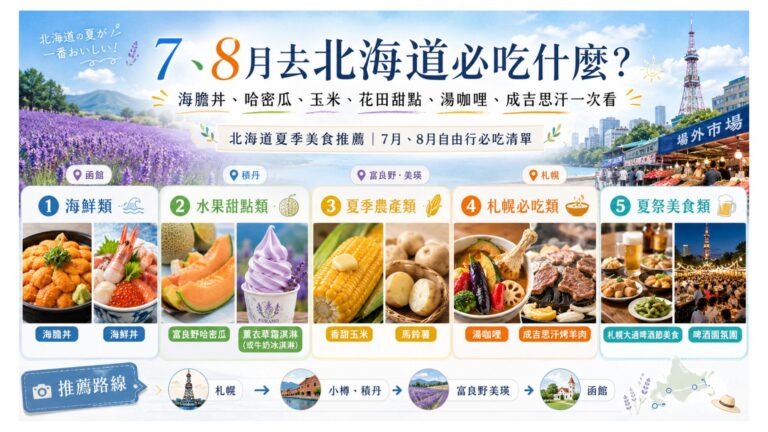 Read more about the article 7、8月去北海道必吃什麼？海膽丼、哈密瓜、玉米、花田甜點與札幌夏祭美食一次看