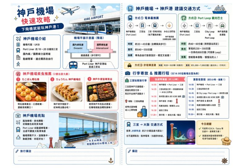 Read more about the article 神戶機場攻略｜機場介紹、美食餐廳、神戶港半日遊行程，最後前往大阪超順路