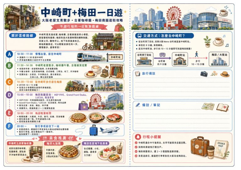 Read more about the article 中崎町＋梅田一日遊｜大阪老屋文青散步、古著咖啡廳、梅田商圈逛街攻略