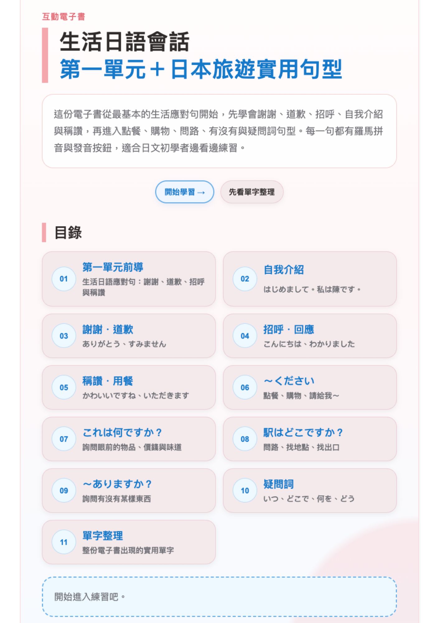 You are currently viewing 免費線上日文互動電子書（一）｜生活日語會話、生活旅遊會話