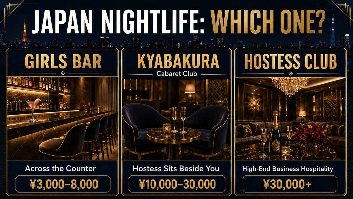 You are currently viewing Girls Bar vs Hostess Club vs Kyabakura in Japan: Prices, Services and Key Differences【japan travel guide】
